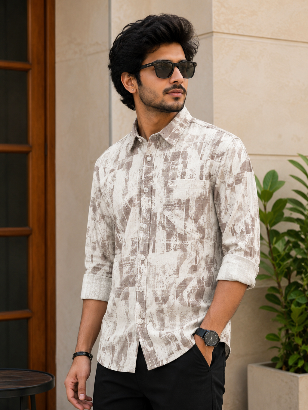 Classic Floral Print Casual Shirt L