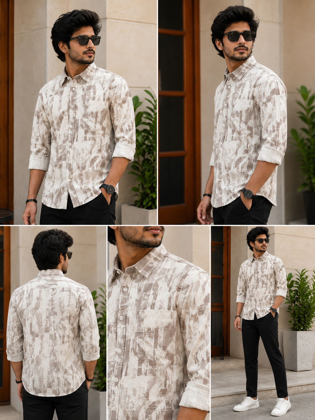 Classic Floral Print Casual Shirt L