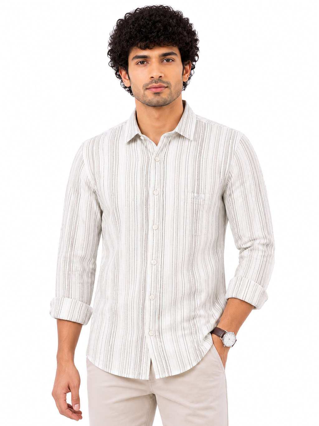 men's shirt a white striped pattern