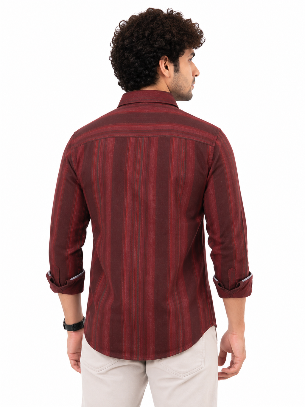 Sport checkered casual Red shirt featuring a spread collar